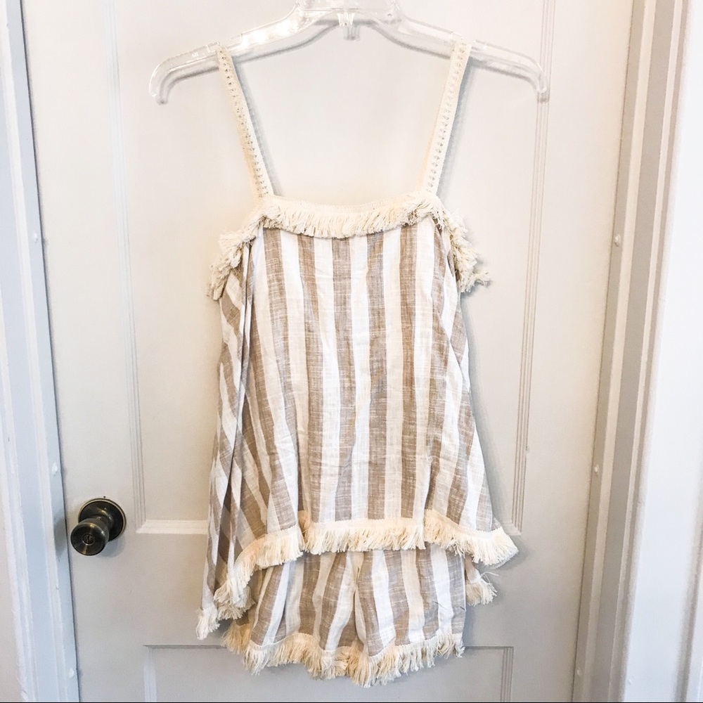 Striped linen romper